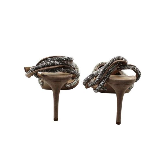 Vhny Womens Claudia Suede Pointed Toe Rhinestone Ankle Strap Wrap Heels Womens - Picture 5 of 16